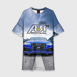 Платье клеш для девочки Audi ABT - sportsline на трассе, цвет: 3D-принт