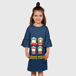 Платье клеш для девочки South park космонавты, цвет: 3D-принт — фото 2