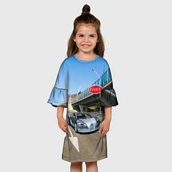Платье клеш для девочки Бугатти на трассе, цвет: 3D-принт — фото 2
