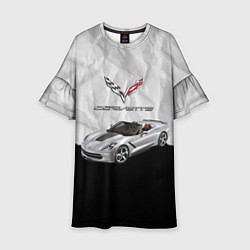 Платье клеш для девочки Chevrolet Corvette - motorsport, цвет: 3D-принт
