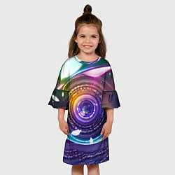 Платье клеш для девочки Глаз Вселенной, цвет: 3D-принт — фото 2