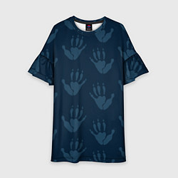 Детское платье Лапки опоссума синие