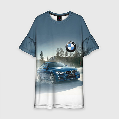 Детское платье Крутая бэха мчится по лесной дороге / 3D-принт – фото 1