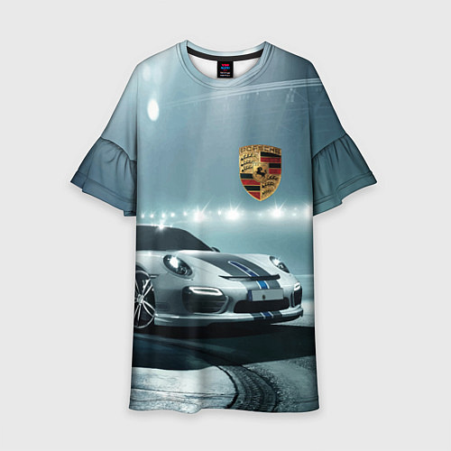 Детское платье Porsche - racing route - motorsport / 3D-принт – фото 1