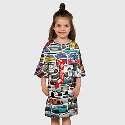 Платье клеш для девочки JDM автомобили 90х, цвет: 3D-принт — фото 2