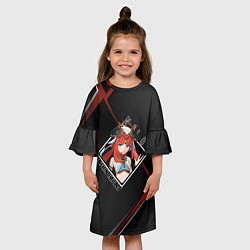 Платье клеш для девочки Нилу в ромбе, цвет: 3D-принт — фото 2