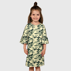 Платье клеш для девочки Камуфляж танковый мелкий, цвет: 3D-принт — фото 2