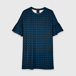 Платье клеш для девочки Текстура Серьёзный сине-чёрный, цвет: 3D-принт