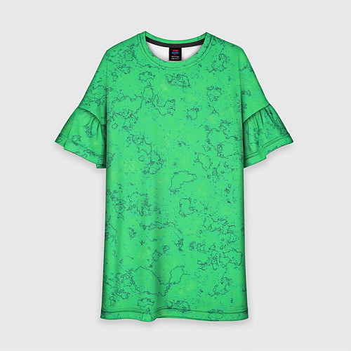 Детское платье Мраморный зеленый яркий узор / 3D-принт – фото 1