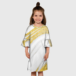 Платье клеш для девочки Белый с золотом мрамор, цвет: 3D-принт — фото 2
