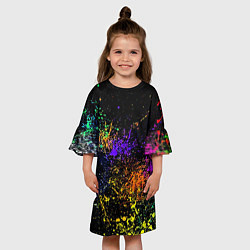 Платье клеш для девочки Абстрактные брызги краски, цвет: 3D-принт — фото 2