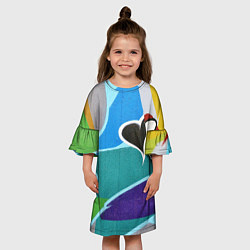 Платье клеш для девочки Граффити сердце, цвет: 3D-принт — фото 2