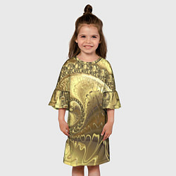 Платье клеш для девочки Золотая абстракция, цвет: 3D-принт — фото 2