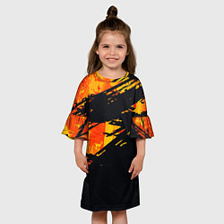 Платье клеш для девочки Orange and black, цвет: 3D-принт — фото 2