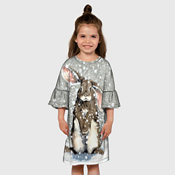 Платье клеш для девочки Кролик Снежок Милый, цвет: 3D-принт — фото 2
