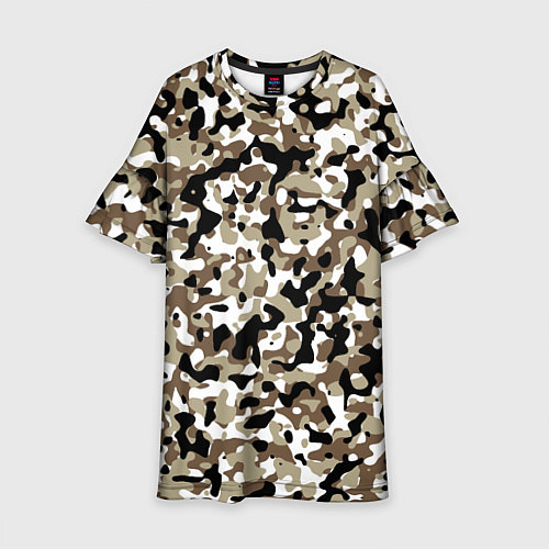 Детское платье Камуфляж зимний лес - мелкий / 3D-принт – фото 1