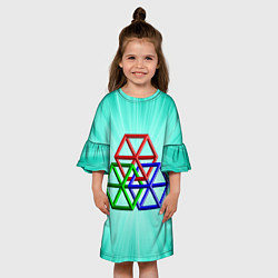 Платье клеш для девочки Невозможная геометрия - оптическая иллюзия, цвет: 3D-принт — фото 2