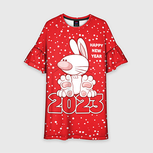 Детское платье Happy new year, 2023 год кролика / 3D-принт – фото 1