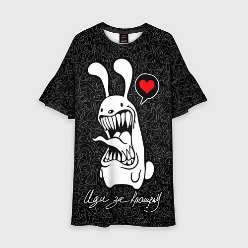 Детское платье Иди за кроликом, зубастый кролик / 3D-принт – фото 1