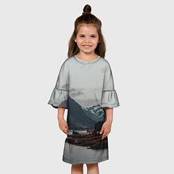 Платье клеш для девочки Островoк на озере, цвет: 3D-принт — фото 2
