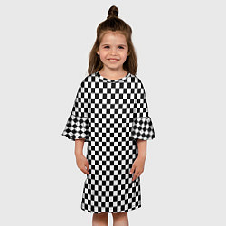 Платье клеш для девочки Шахматное пано, цвет: 3D-принт — фото 2