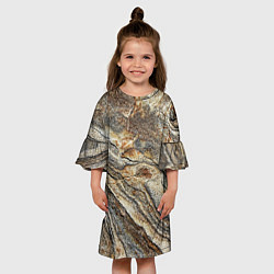 Платье клеш для девочки Камень stone, цвет: 3D-принт — фото 2