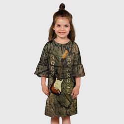 Платье клеш для девочки Гитара на гранж фоне, цвет: 3D-принт — фото 2