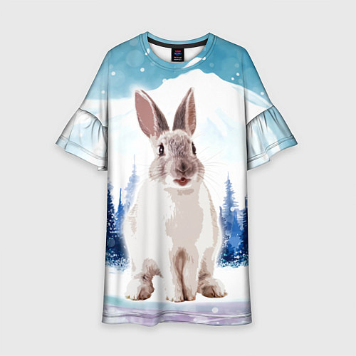 Детское платье Кролик в зимнем лесу / 3D-принт – фото 1