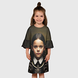 Платье клеш для девочки Нейросеть - Уэнсдэй, цвет: 3D-принт — фото 2