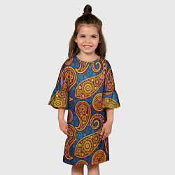Платье клеш для девочки Узор Пейсли - индийский орнамент, цвет: 3D-принт — фото 2