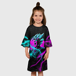 Платье клеш для девочки Неоновый Гоку Блек молния lightning, цвет: 3D-принт — фото 2