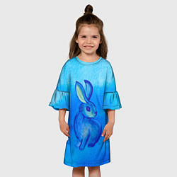 Платье клеш для девочки Водяной кролик символ 2023, цвет: 3D-принт — фото 2