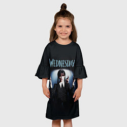 Платье клеш для девочки Уэнсдей и рука, цвет: 3D-принт — фото 2