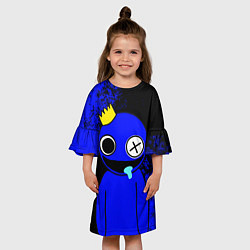 Платье клеш для девочки Радужные друзья: улыбчивый Синий, цвет: 3D-принт — фото 2