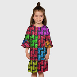 Платье клеш для девочки Грубая вязка - цветная клетка - fashion 2044, цвет: 3D-принт — фото 2
