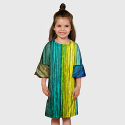 Платье клеш для девочки Разноцветные полосы материала, цвет: 3D-принт — фото 2