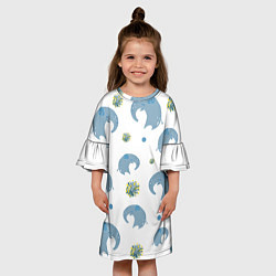 Платье клеш для девочки Слоник с одуванчиком, цвет: 3D-принт — фото 2