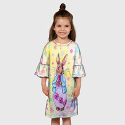 Платье клеш для девочки Винтажный кролик, цвет: 3D-принт — фото 2