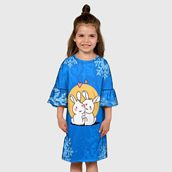 Платье клеш для девочки Зайчики обнимаются, цвет: 3D-принт — фото 2