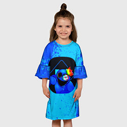 Платье клеш для девочки Радужные друзья: Синий глитч, цвет: 3D-принт — фото 2