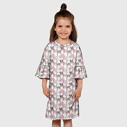 Платье клеш для девочки Маленький зайчики паттерн, цвет: 3D-принт — фото 2