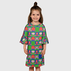 Платье клеш для девочки Пиксельный рисунок поп арт, цвет: 3D-принт — фото 2
