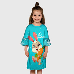 Платье клеш для девочки Зайчик 2023 с морковкой, цвет: 3D-принт — фото 2