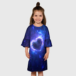 Платье клеш для девочки Галактика любви - neon heart, цвет: 3D-принт — фото 2