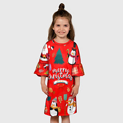 Платье клеш для девочки Merry christmas art, цвет: 3D-принт — фото 2