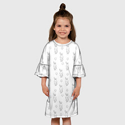Платье клеш для девочки Удивленный зайка, цвет: 3D-принт — фото 2