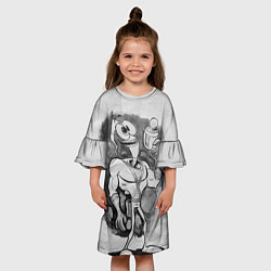 Платье клеш для девочки Червяк джим - акварель, цвет: 3D-принт — фото 2