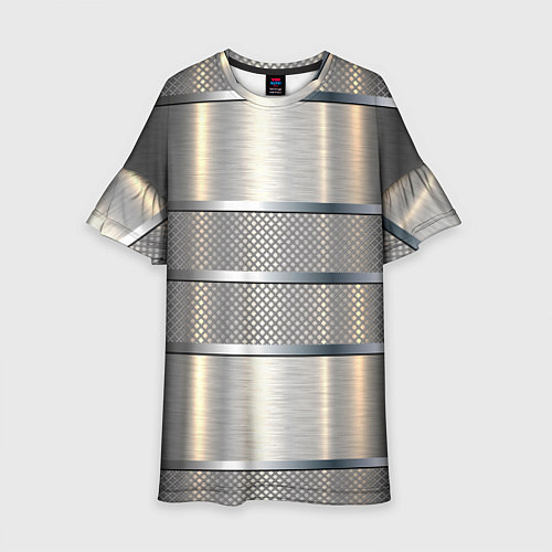 Детское платье Металлические полосы - текстура алюминия / 3D-принт – фото 1