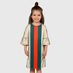 Платье клеш для девочки Полосы триколор красный зеленый, цвет: 3D-принт — фото 2
