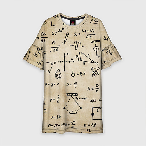 Детское платье Научные формулы на старой бумаге / 3D-принт – фото 1